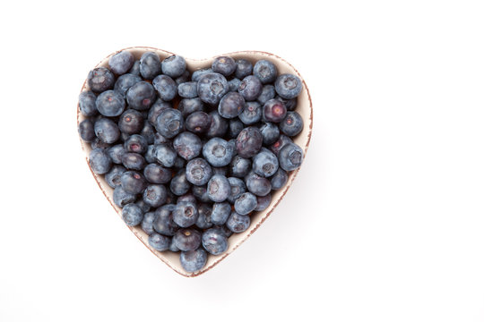 Blueberries In A Heart Shaped Bowl