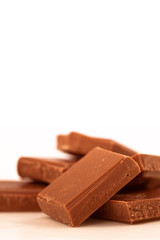 Chocolate pieces piled together