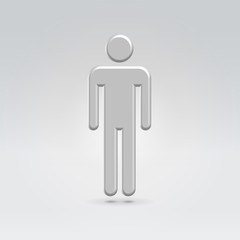 Silver metallic stickman hanging in space