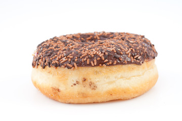 Chocolate doughnut with icing sugar