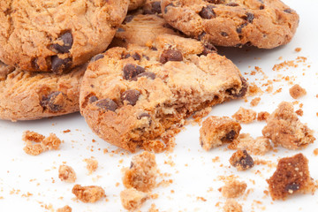 Close up of many cookies piled up together