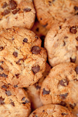 Close up of blurred cookies laid out together
