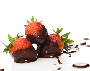 strawberry covered in dark chocolate