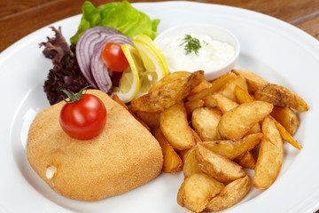 schnitzel with roasted potatoes