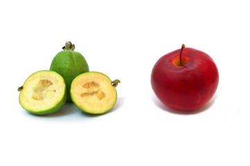 Red apple and pineapple guava