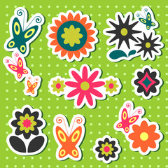 Cute stickers with floral elements