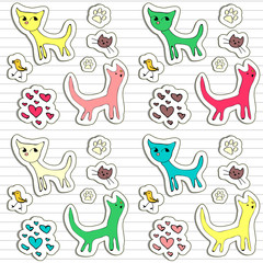 A set of childish doodle stickers
