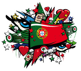 Portugal Flag graffiti portuguese pop art illustration