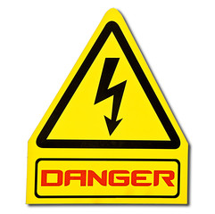The Sign of danger of electricity from high voltage isolated on