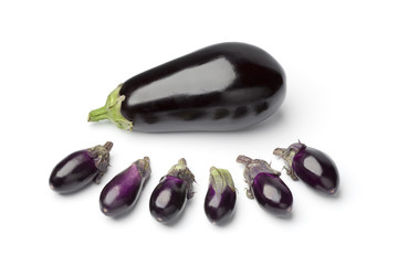Baby eggplants and a large one