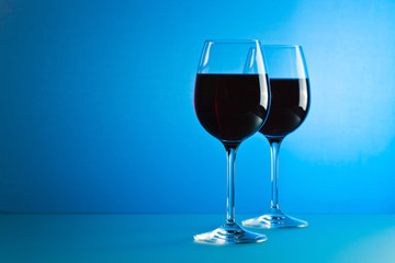 glasses with red wine