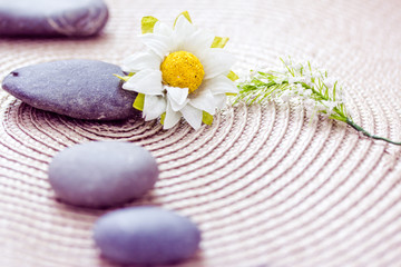 natural beauty care and wellbeing, spa stones and flowers