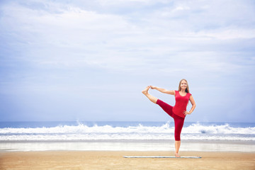 Yoga balance on one leg