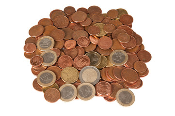 Many euro coins.