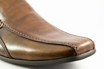 Close up male shoes isolated on the white background