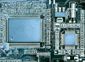 Closeup of computer circuit board