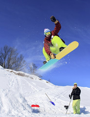 Snowboarder in the sky