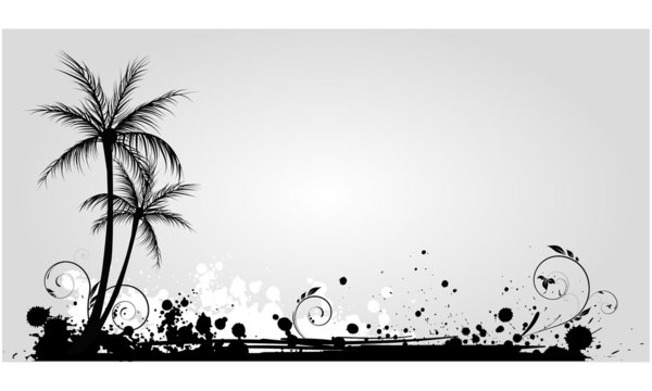 Palm trees on grunge background