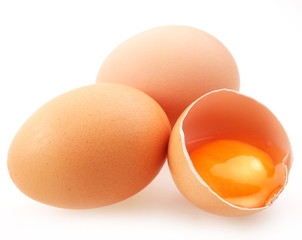 Brown eggs on a white background.