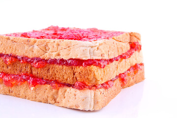 Whole wheat bread with strawberry jam