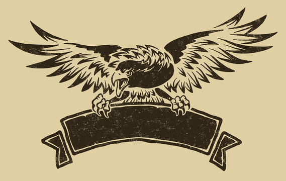 Eagle with ribbon
