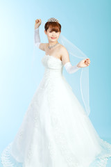 Fototapeta na wymiar Beautiful asian woman dressed as a bride