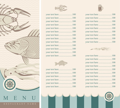 menu with seafood