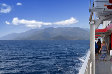 Cruising at the ionian sea in Greece, Ithaki island