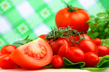 Fresh cherry tomatoes with chive for breakfast