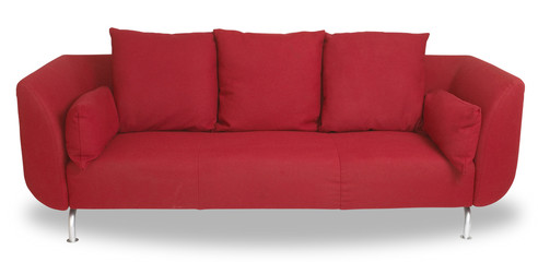 comfy red couch sofa isolated on white with clipping path