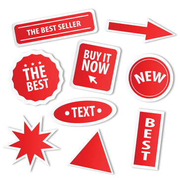 Nice vector set of red stickers with some slogans