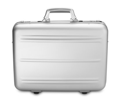 modern silver briefcase isolated on white (clipping path)