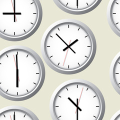 Wall clock. Vector illustration. Seamless.