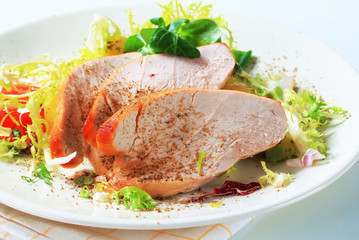 Roast turkey breast and potatoes