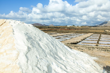 salt basins and salt piles in saline de Janubio