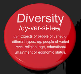 Diversity Definition Button Showing Different Diverse And Mixed