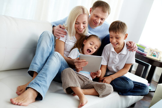 Family on sofa