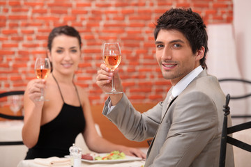 Couple having a meal in a fancy restaurant
