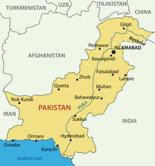 Islamic Republic of Pakistan - vector map - obrazy, fototapety, plakaty