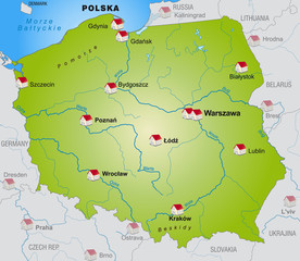 Internetkarte von Polen mit Nachbarländern