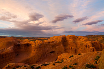Sunset at Arches National Park in Utah