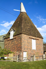 Small English hop house in the countryside