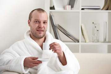 Fototapeta premium young man with coffee cup