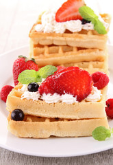 waffle and strawberries