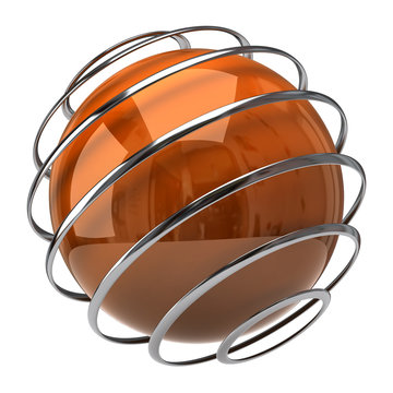 3d illustration of abstract orange globe