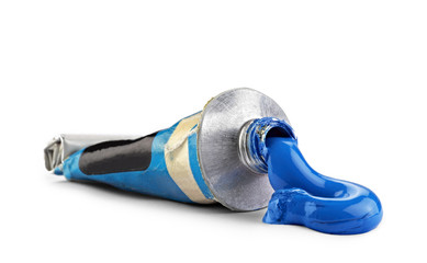 A tube with blue oil paint
