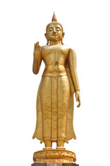Standing Buddha statue on white background