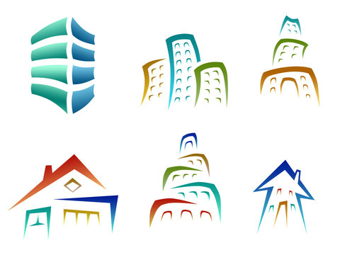 set of building and house icons