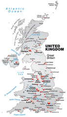 Landkarte des Vereinigten Königreichs in grau