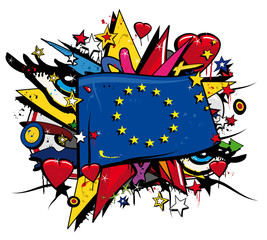 Europe Flag graffiti European Union pop art illustration